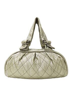 Chanel Bag Handbag Wild Stitch Leather Champagne Gold Silver Handheld Quilted